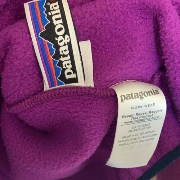 PATAGONIA Snap-T Synchilla Fleece Pullover Purple Girl’s Size XL 14 - Picture 9 of 14
